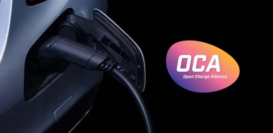 EV charging plug with the OCA logo
